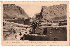POST CARD CPA Dentellée - EL KANTARA près de BATNA Algérie  - Le Village Rouge et la Porte du Désert