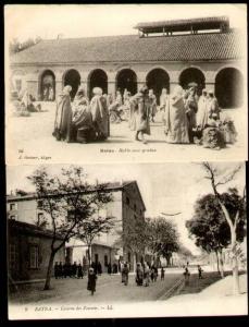 BATNA (Algérie) - Lot 2 CPA - Halle aux Grains - Caserne des Zouaves