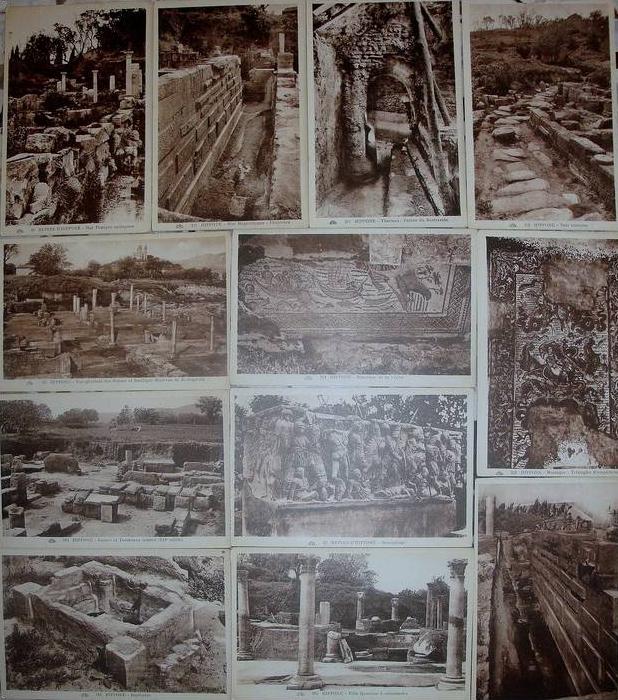 LOT 12 CPA HIPPONE (BONE ANNABA) RUINES ROMAINESTHERMES MUR PUNIQUE TOMBEAUX ARABES ETC