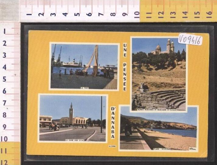 V09416 ANNABA UNE PENSEE D'ANNABA VEDUTE PORT REUINES ROMAINES BASILIQUE SAINT AUGUSTINE GARE DES CFA PLAGE STAZIONI