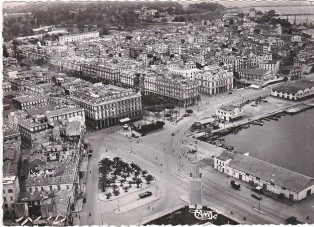 cpsm. gf. BONE. Vue aérienne. Un Coin du Port. 4