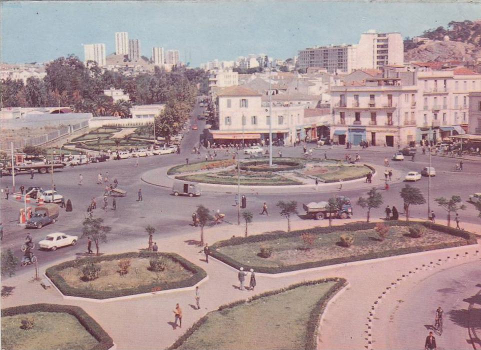 AFRIQUE DU NORD,ALGERIA,ALGERIE,MAGH REB,ANNABA,BONE,IL Y A 35 ANS,ROND POINT,JARDIN,carte animée