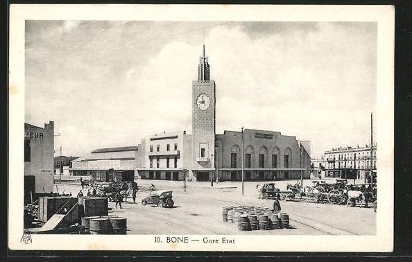 CPA Bone, Gare Etat, Bahnhof