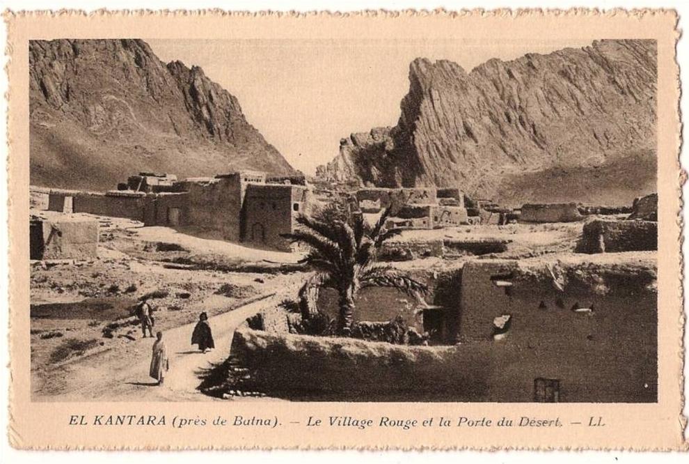 POST CARD CPA Dentellée - EL KANTARA près de BATNA Algérie  - Le Village Rouge et la Porte du Désert