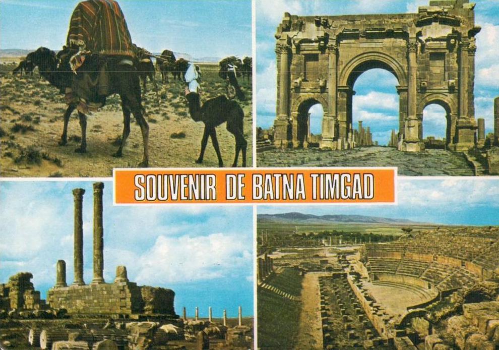 cpm algerie,souvenir de batna timgad,multivues