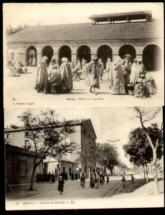 BATNA (Algérie) - Lot 2 CPA - Halle aux Grains - Caserne des Zouaves