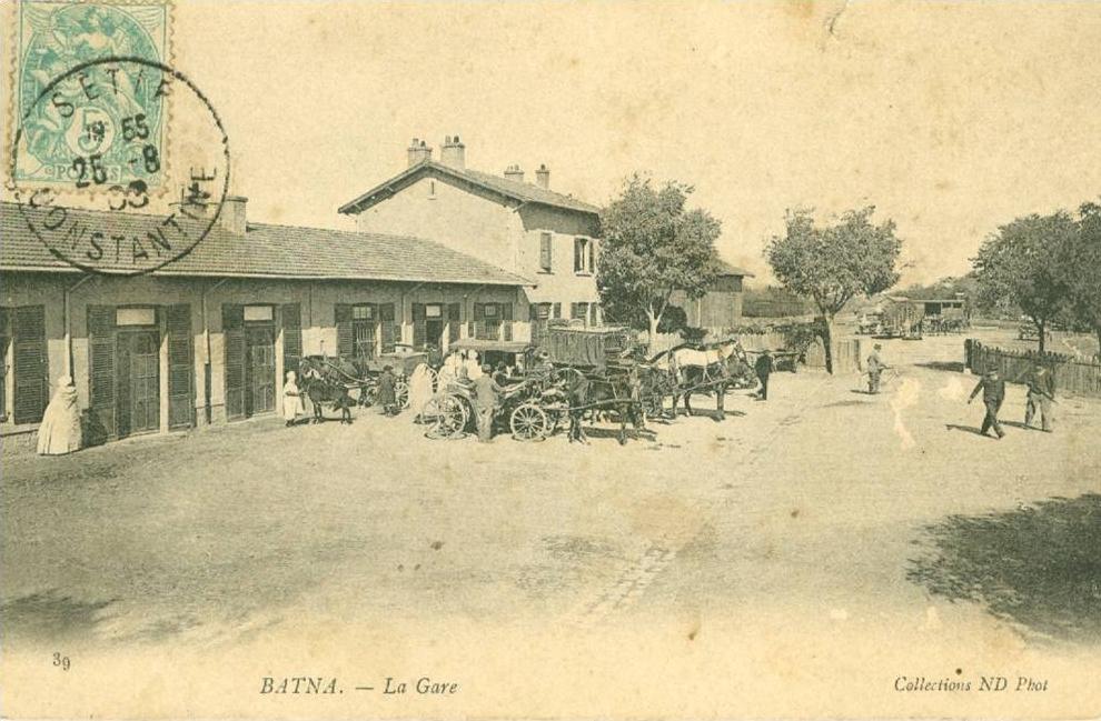 BATNA - La Gare - 39     Collections ND  Phot  (petite coupure en haut)     Voitures à Cheval