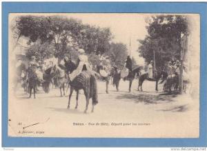 BATNA  - Rue de Sétif , départ pour les courses   - 1904  - BELLE CARTE PRECURSEUR ANIMEE -