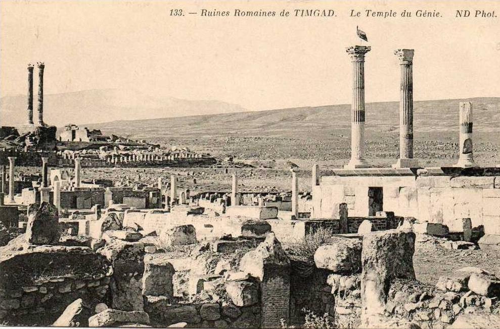 Algérie- (Batna) Ruines Romaines de TIMGAD- le Temple du Génie (...avec cigogne sur colonnes.. ) *PRIX FIXE