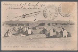 COLOMB BECHAR - Campement de sahariens se préparant pour le départ