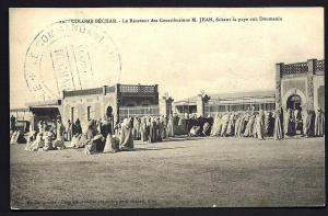 CPA  ANCIENNE- ALGERIE- COLOMB-BECHAR  LE RECEVEUR DES CONTRIBUTIONS M. JEAN FAIT LA PAYE AUX DOUMENIA- BELLE ANIMATION