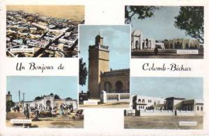 cpsm Colomb Bechar ( Algerie ) multivues  marche du charbon , poste et mairie , centre d´ accueil ...