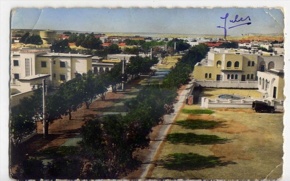 Algérie--COLOMB BECHAR--1956--Avenue de la Gare,cpsm 9 x 14 couleur éd R.Delayance