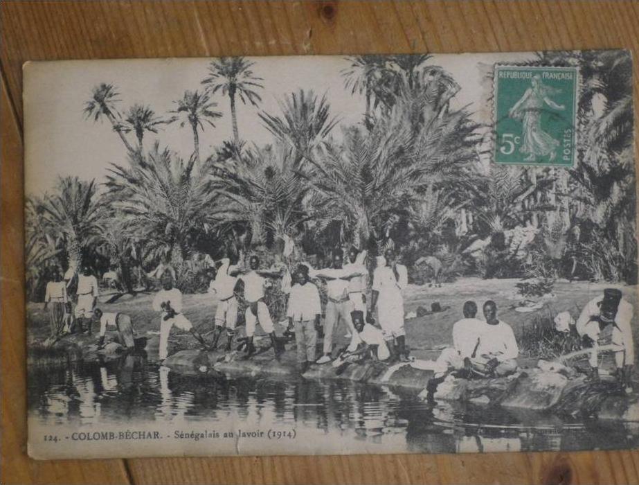 CPA ALGÉRIE COLOMB BECHAR Sénégalais au lavoir (1914)