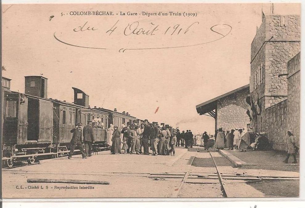 Bechar - Colomb Bechar - La Gare - Depart d' Un Train ( 1909 )  -  CPA°