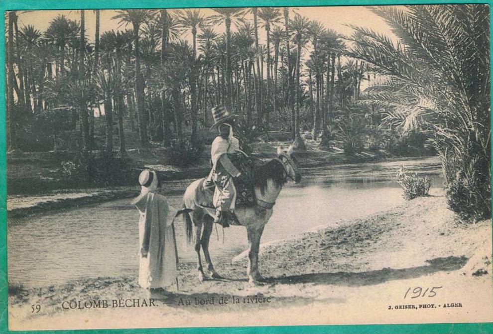 CPA ALGERIE - COLOMB-BECHAR - AU BORD DE LA RIVIERE - CAVALIER - CHEVAL
