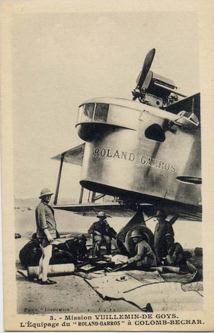 ALGERIE COLOMB BECHAR MISSION VUILLEMIN DE GOYS AVION ROLAND GARROS