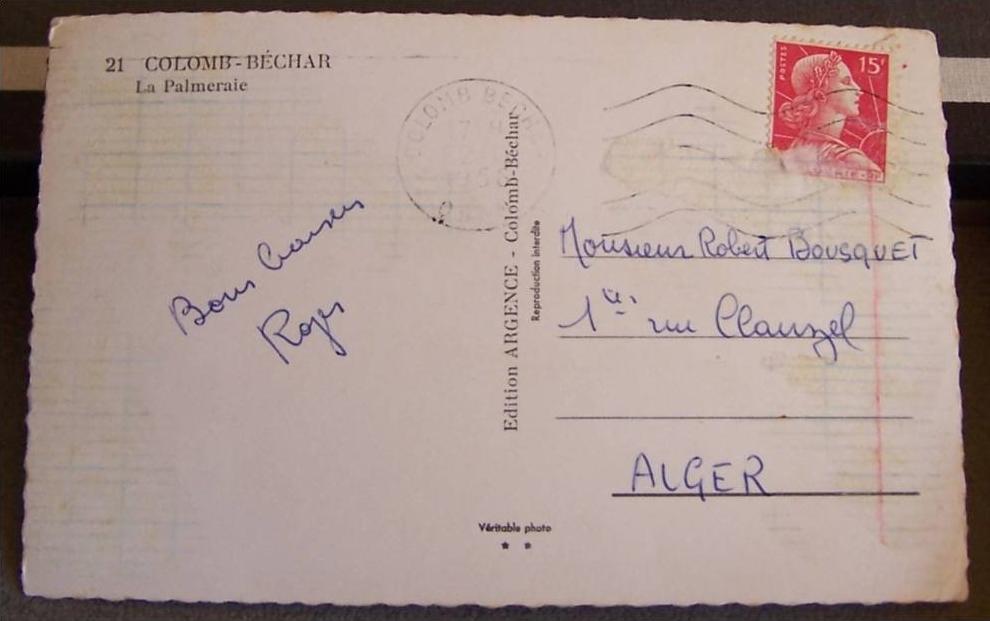 CPA  - ALGERIE - COLOMB BECHAR - la Palmeraie - année 1956