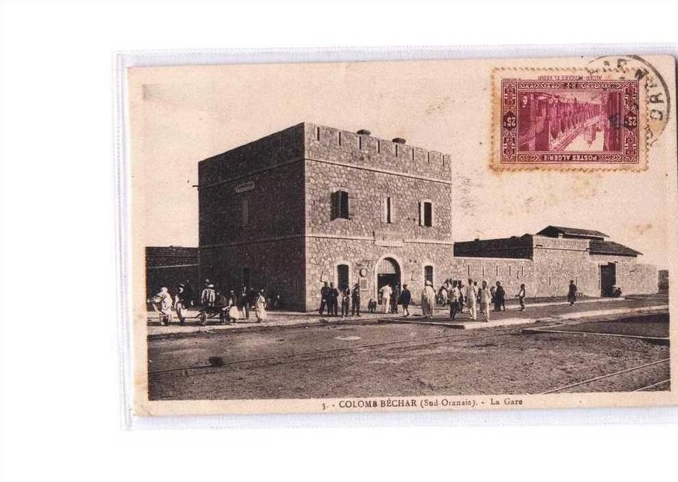 ALGERIE Colomb Bechar Gare, Extérieur, animée, ed pastor 3, 1937