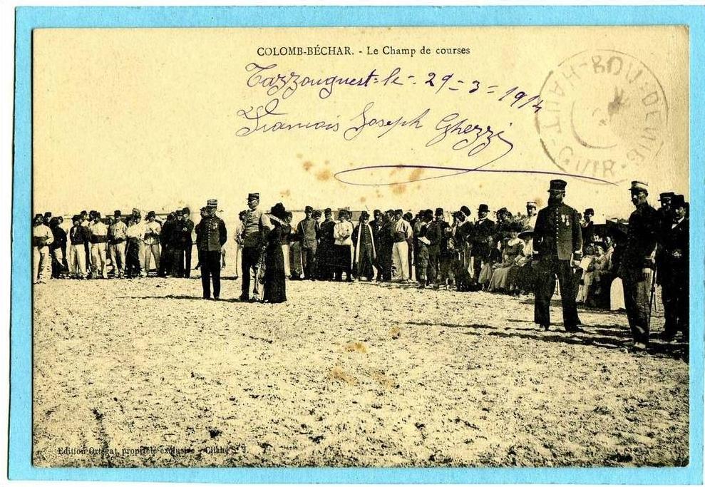 COLOMB-BECHAR.  -  Le Champ de courses - 1914 - BELLE CARTE ANIMEE - ( taches de vieillissement )
