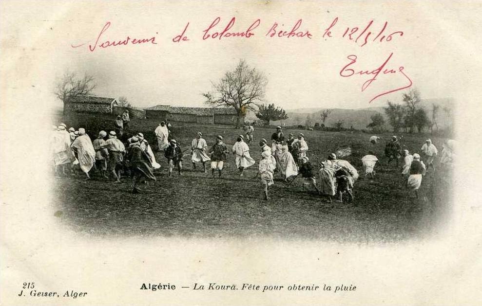 ALGERIE-LA KOURA ,FETE POUR OBTENIR LA PLUIE....CPA ANIMEE.