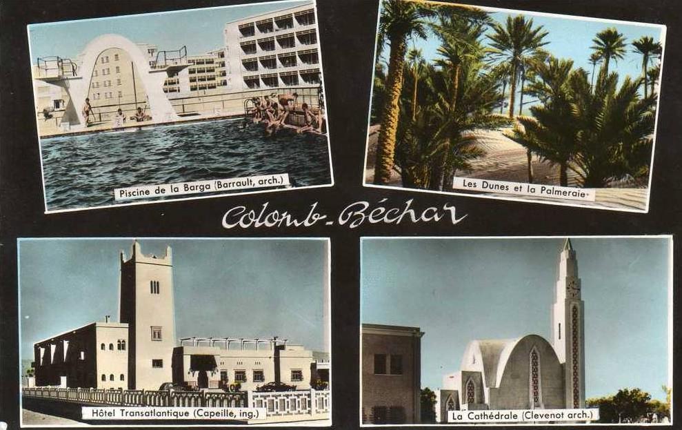Algérie-COLOMB BECHAR-Souvenir, multi vues (Piscine Barga,Dunes palmeraie  Hôtel Transatlantique) voir descrip*PRIX FIXE