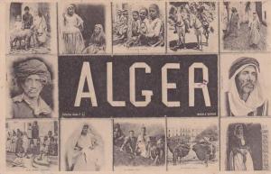 AFRIQUE DU NORD,ALGERIE,MAGHREB,ALGE R en 1905,carte ancienne avec timbre,12 vues sur la meme carte