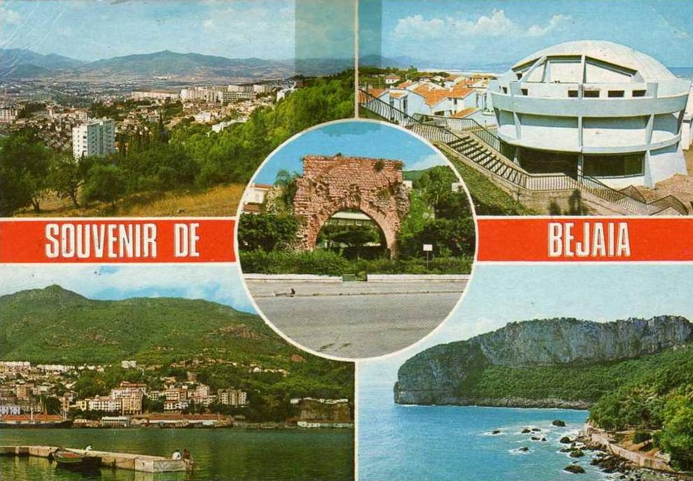 Afrique Algérie - Bejaia, Multi-vues, voyagée avec timbre au verso, datée du 23 Mars 1988.