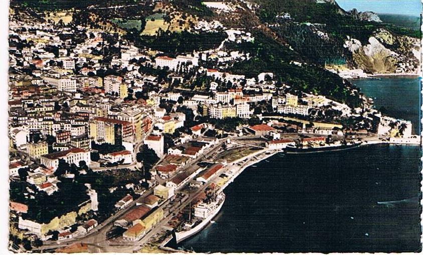 ALGERIE  BOUGIE , COSTANTINE , vue aérienne sur le port
