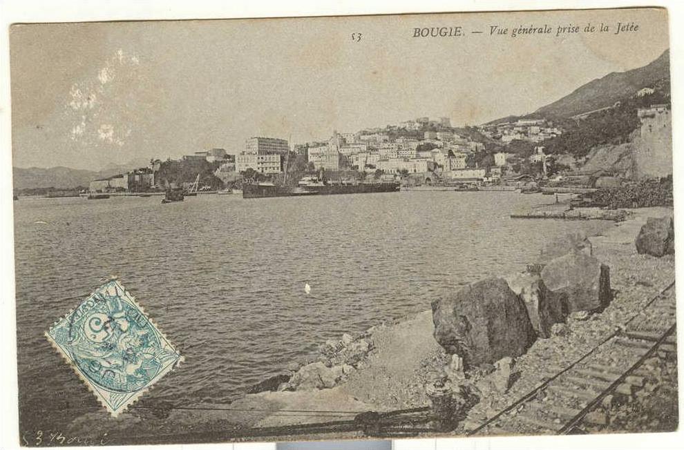 Algérie - Bougie - vue générale prise de la jetée - !!! défaut  tâches blanches 1906