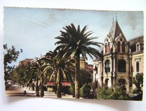 cpsm, carte photo, très belle vue animée, Sidi Bel Abbès, hôtel de ville et avenue de la république