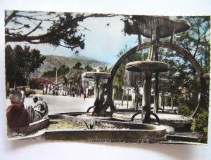 cpsm, carte photo, très belle vue animée, Blida, les fontaines dans le jardin Ricci