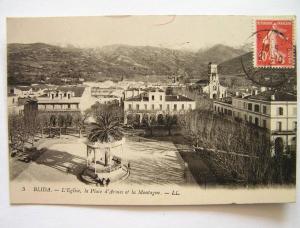 cpa, très belle vue, Blida, l´église, la place d´armes et la montagne