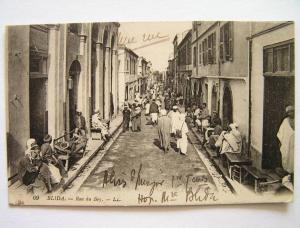 cpa, très belle vue animée, Blida, rue du Bey