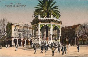 BLIDA  KIOSQUE DE LA MUSIQUE  PLACE D'ARMES  CPA NO 108 TRES ANIMEE COLORISEE