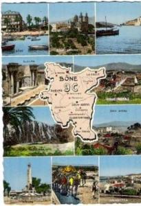 MULTIVUE DE VILLE DE LA SOUS PREFECTURE DE BONNE AVEC PETITE VUE DE GUELMA, LA CALLE GAMBETTA SOUK  ETC- CPSM A 95