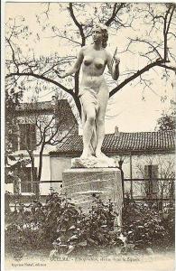 26-Guelma-Algerie Francaise-L'Inspiration,s tatue dans le Square-v.1908 x Paris-Timbre 5c. France.