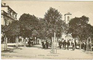 25-Guelma-Algerie Francaise-Place St.Augustin-Animé-v.1908 x Paris-Timbre 5c. France.