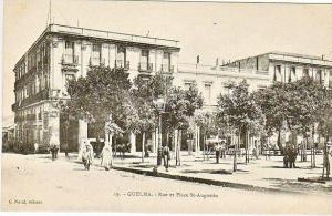 23-Guelma-Algerie Francaise-Rue et Place St.Augustin-Animé-v.1908 x Parisr-Timbre 5c. France.