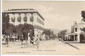19-Guelma-Algerie Francaise-Avenue Sadi Carnot-Animé-v.1900 x Parisr-Timbre 5c. France.