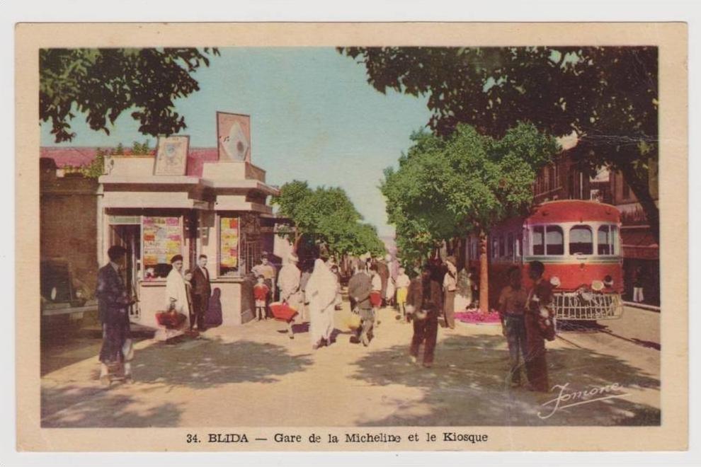 CPSM  - Algérie - BLIDA - Gare de la Micheline et le kiosque