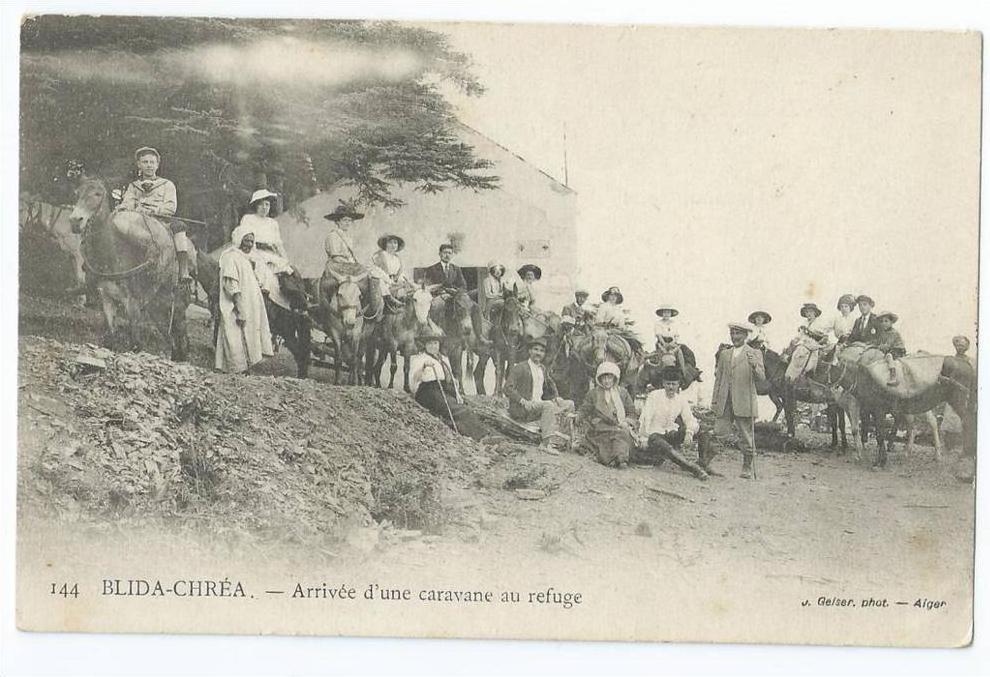 cpa bon etat , carte rare   blida-chréa ,  animation , amorce  2  pliures verso...invisible recto , prix rapport