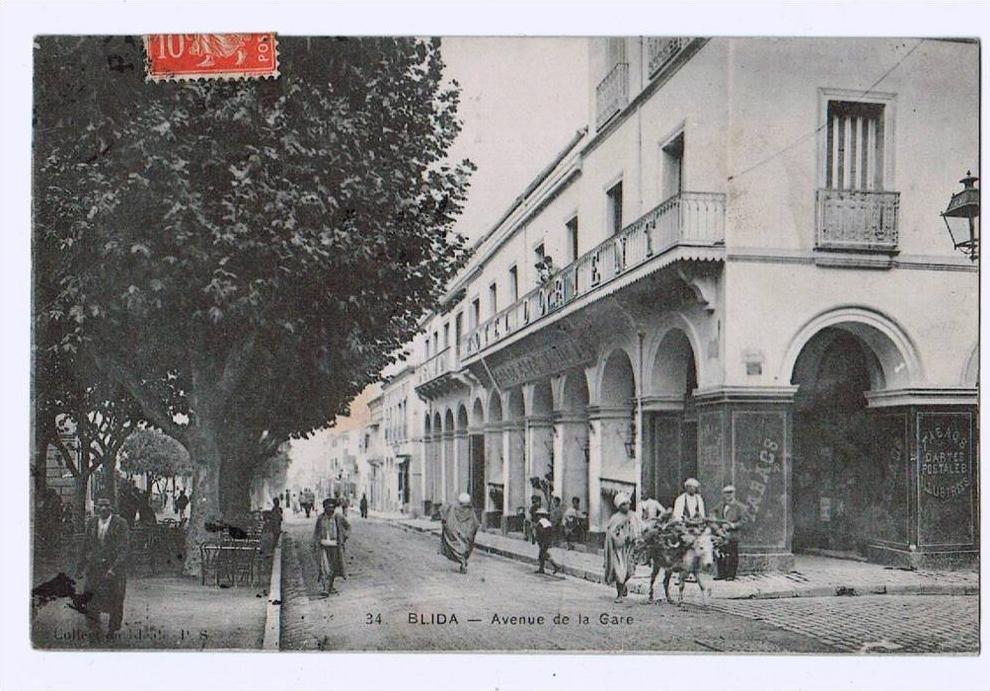 cpa BLIDA  Avenue de la gare 1908