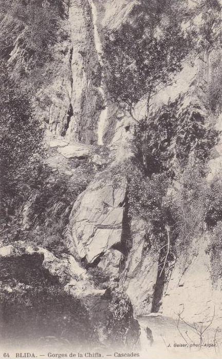 AFRIQUE DU NORD,FRANCE COLONIES,algerie française,BLIDA EN 1900,EL BOULEIDA,GEORGES,CHIFFA,C ASCADE,photo geiser