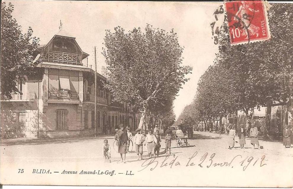 BLIDA (ALGERIE) Avenue Amand-Le Goff en 1912  (Belle animation)