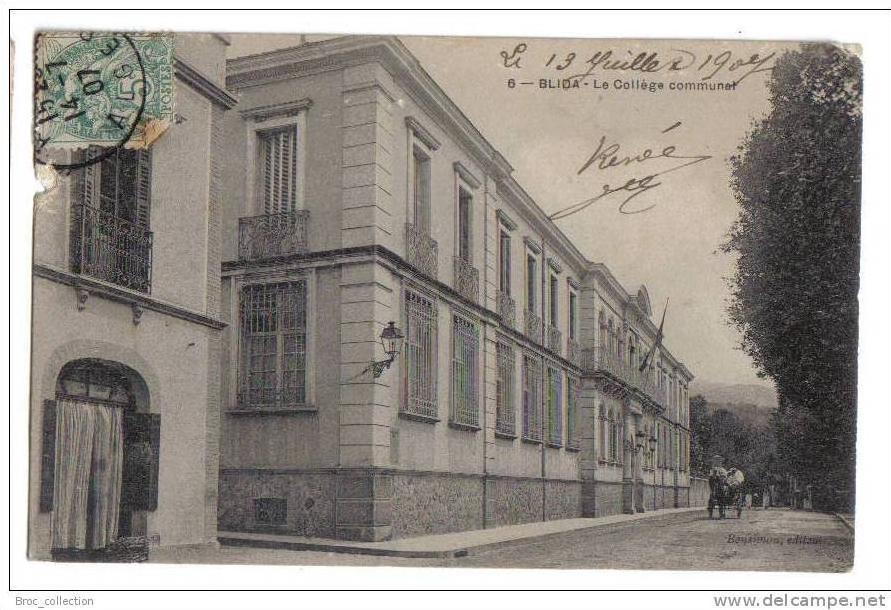 Blida - le collège communal - animée - 1907 - Bensimon n° 6 - manque