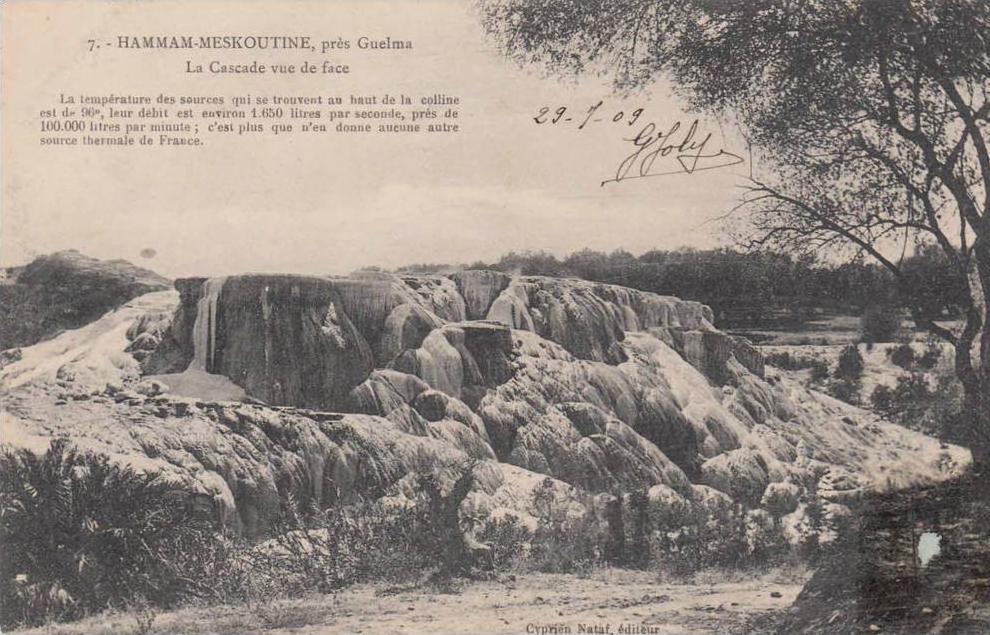 CPA Algerie, Hammam Meskoutine, Pres Guelma, la Cascade vue de face (pk11129)