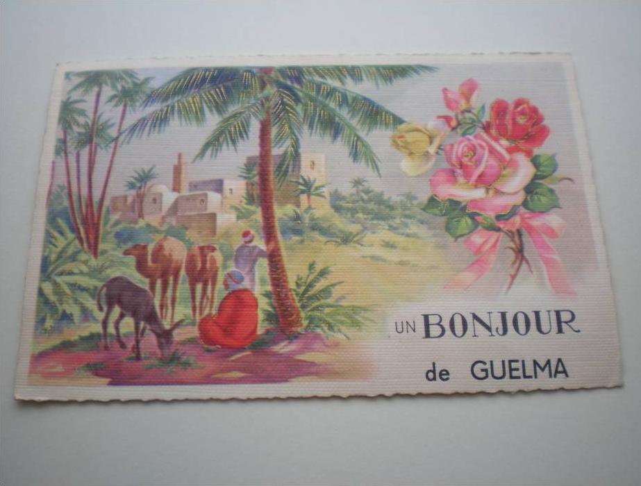 CPSM Un Bonjour de Guelma, daté 1959, bon état.
