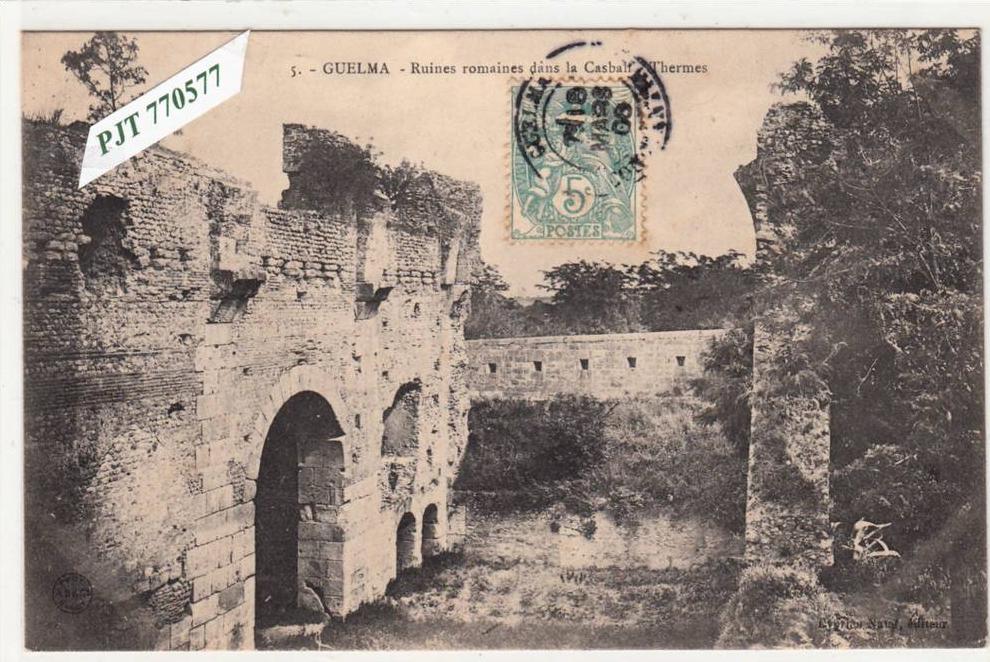 CPA/ALGERIE/GUELMA/RUINES ROMAINES DANS LA CASBAH THERMES/1906/TTB