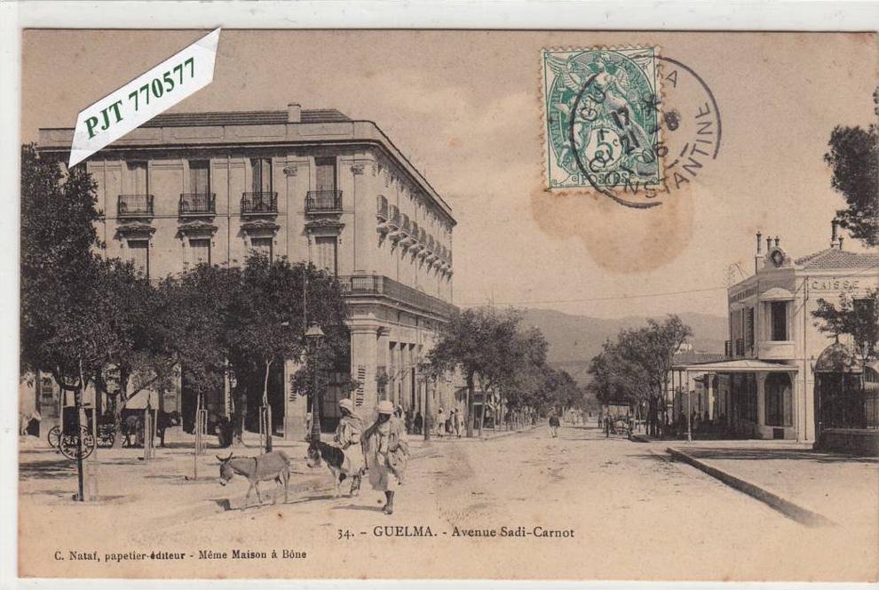 CPA/ALGERIE/GUELMAAVENUE SADI CARNOT/1906/PRECURSEUR